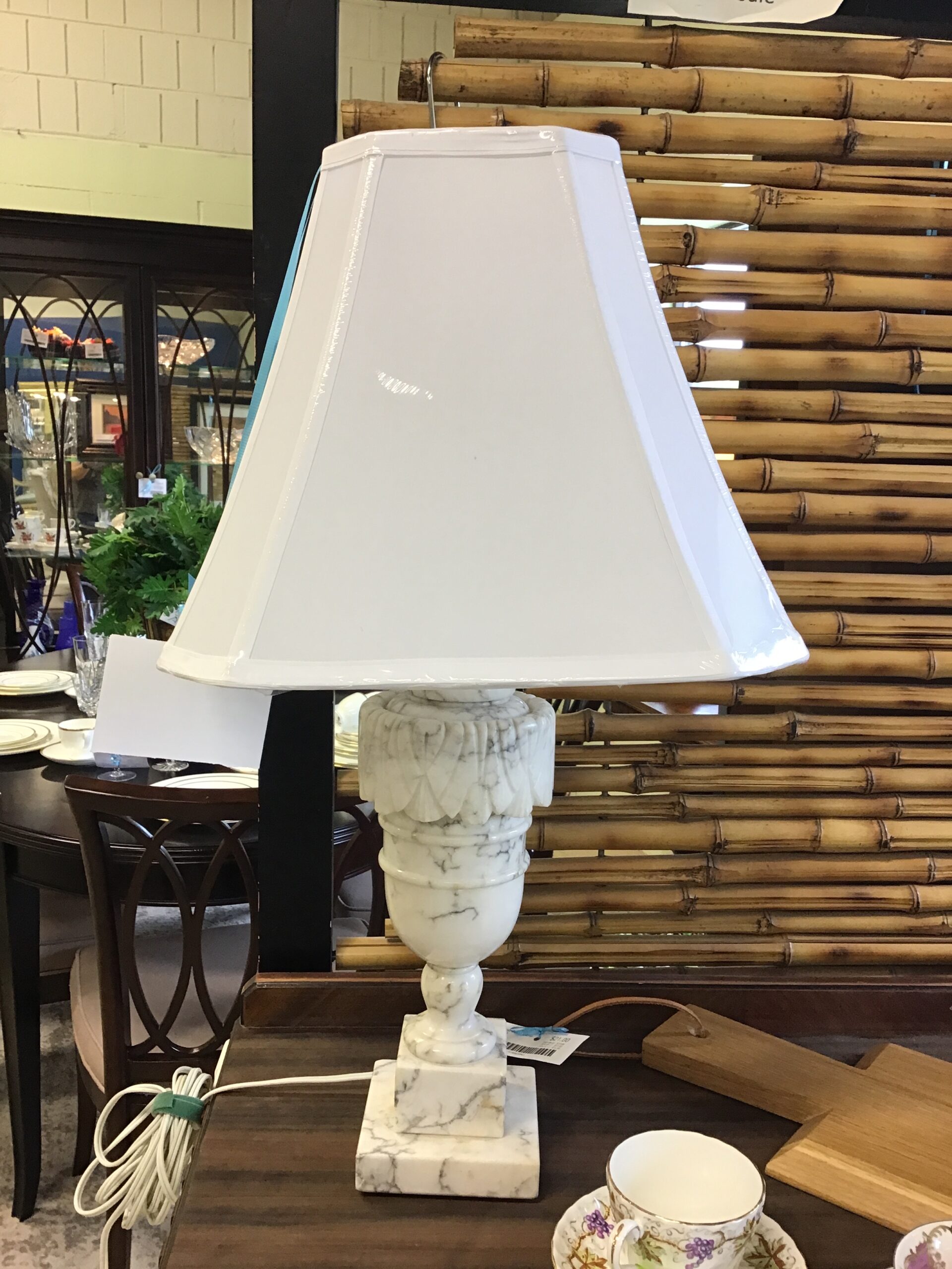 Marble Lamp – White & Grey