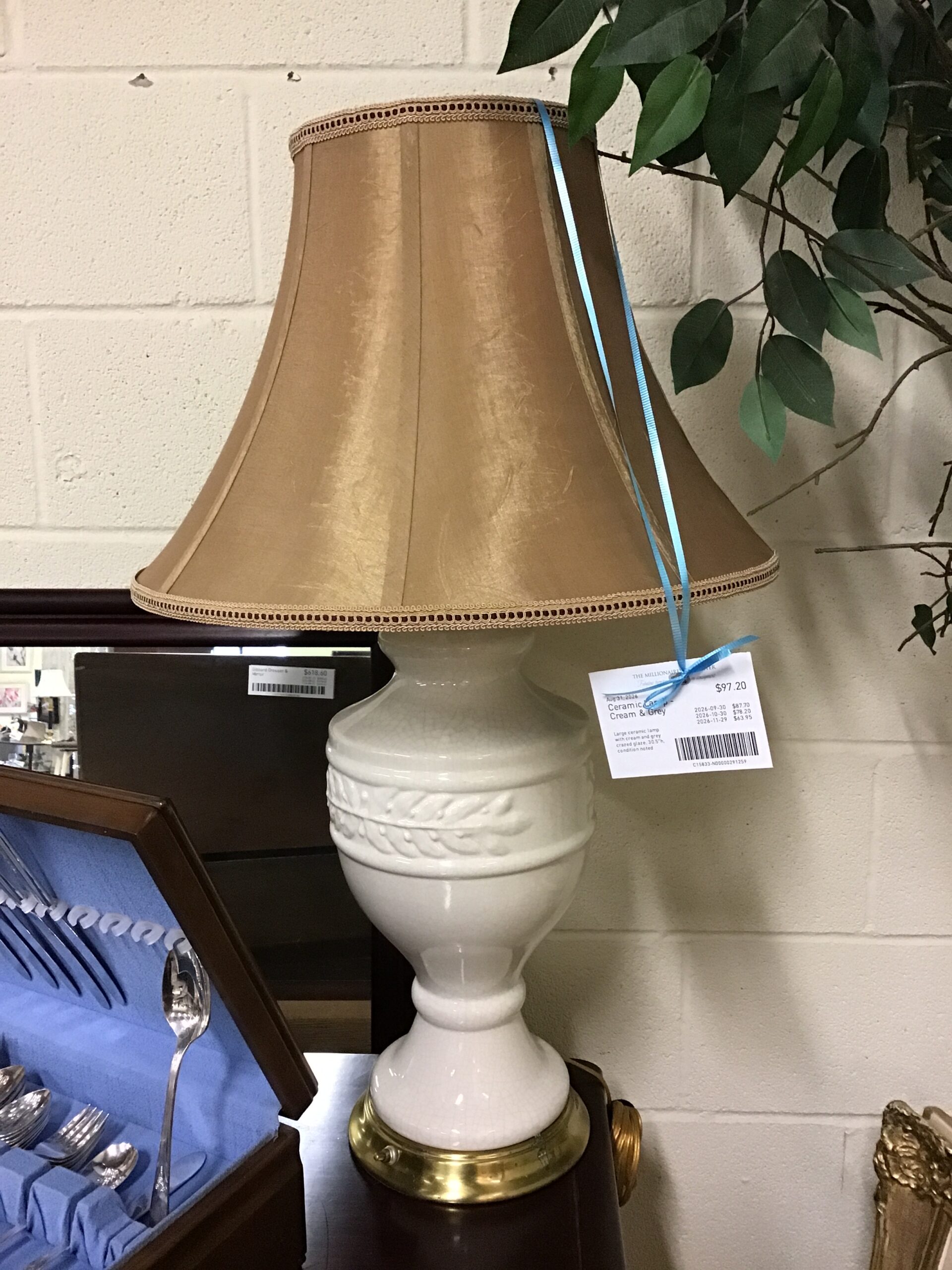 Ceramic Lamp – Cream & Grey