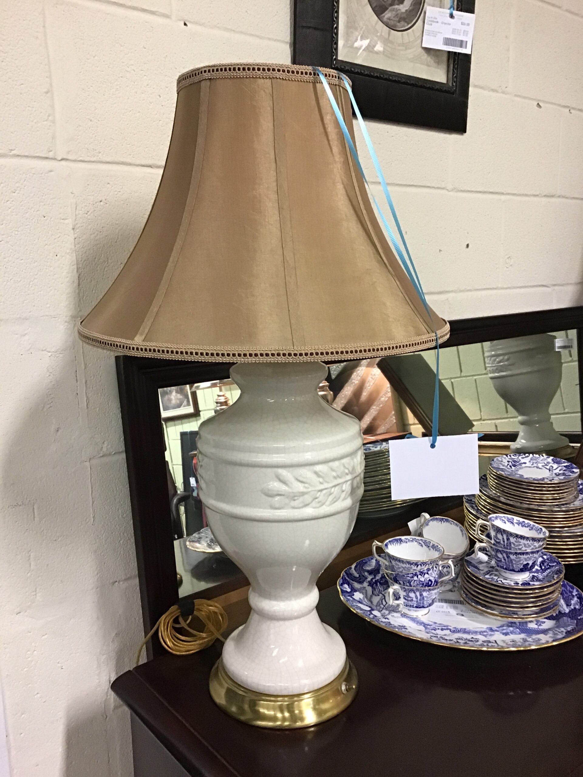 Ceramic Lamp – Cream & Grey