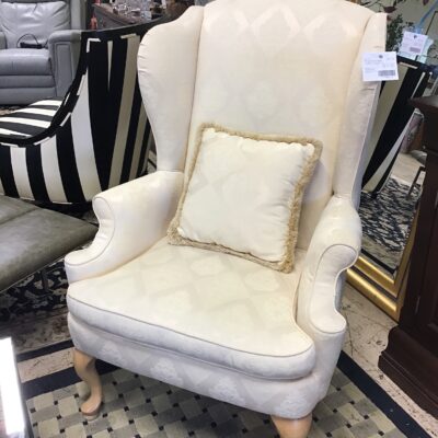 Wing Chair & Toss Cushion – Cream