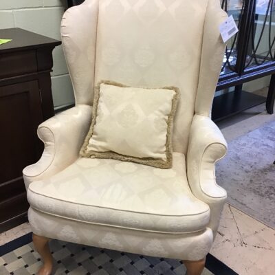 Wing Chair & Toss Cushion – Cream
