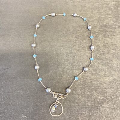 925 Silver Necklace – Blue & Silver