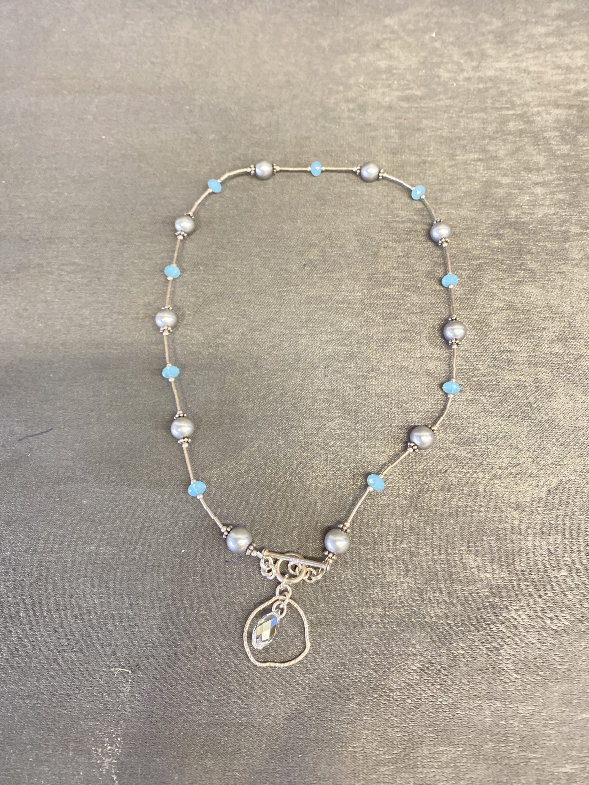 925 Silver Necklace – Blue & Silver