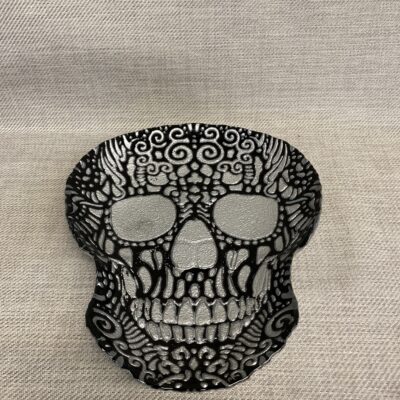 Halloween Glass Serving Platter – Skull