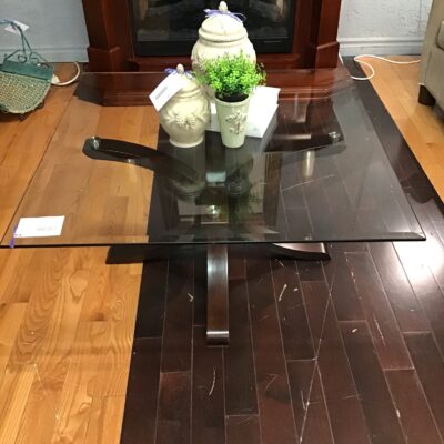 Square Beveled Glass Topped Coffee Table