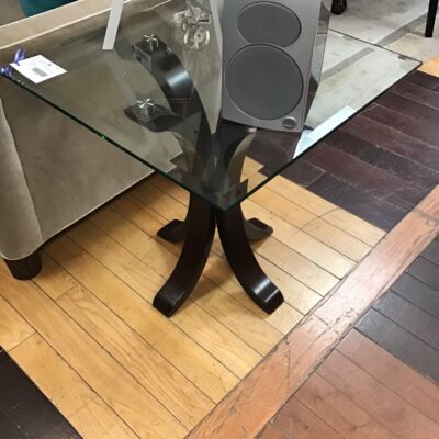 Square Beveled Glass Topped Side Table