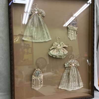 Vintage Doll Dresses & Purses in Shadow Box
