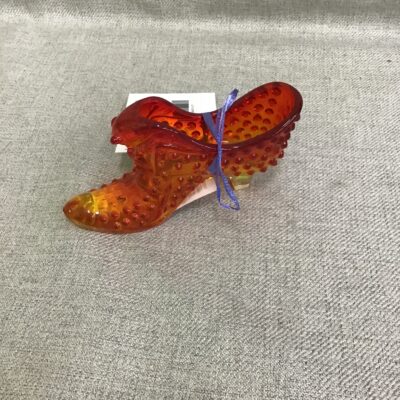 Vintage Fenton Hobnail Glass High Heel Shoe