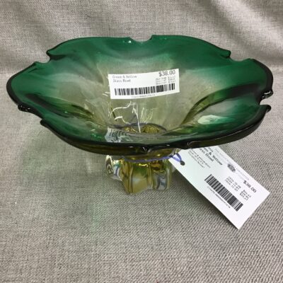 Green & Yellow Glass Bowl