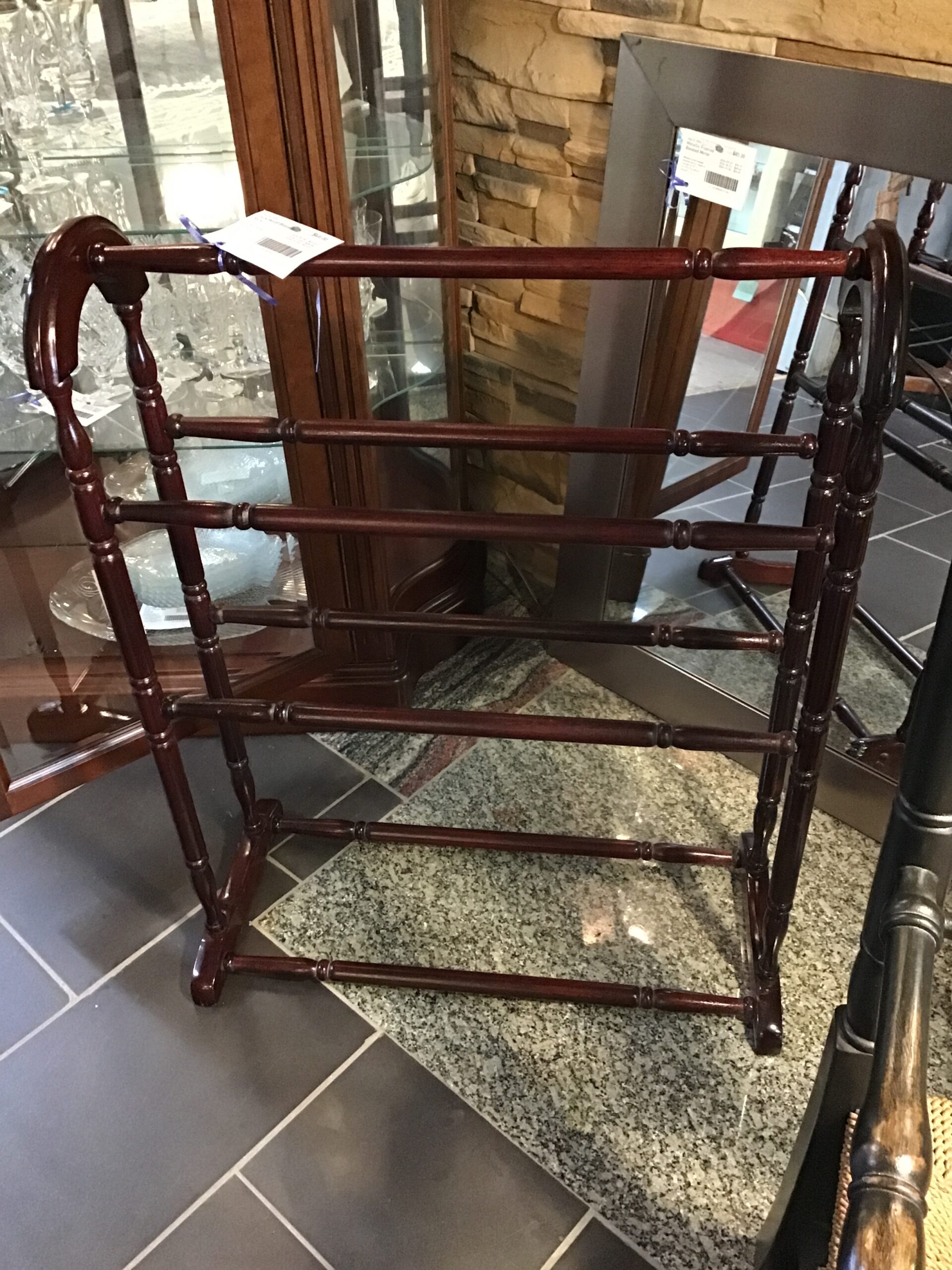 Dark Wood Blanket Rack