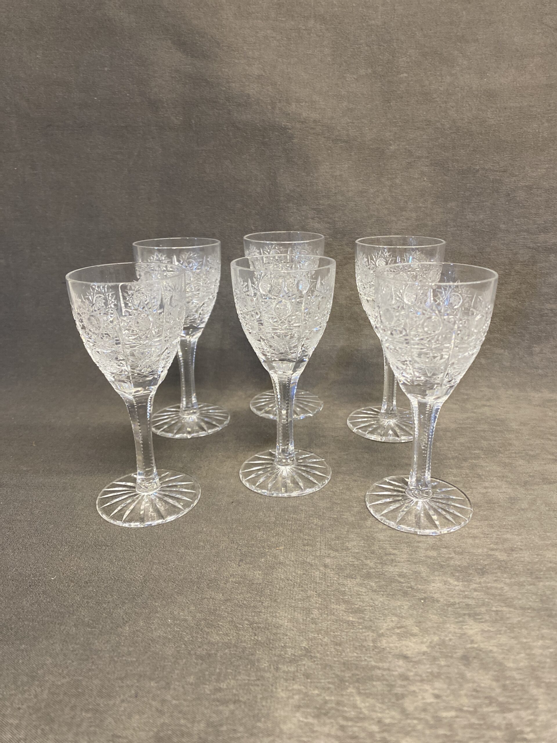Set 6 Queen’s Lace Crystal Liqueur Glasses
