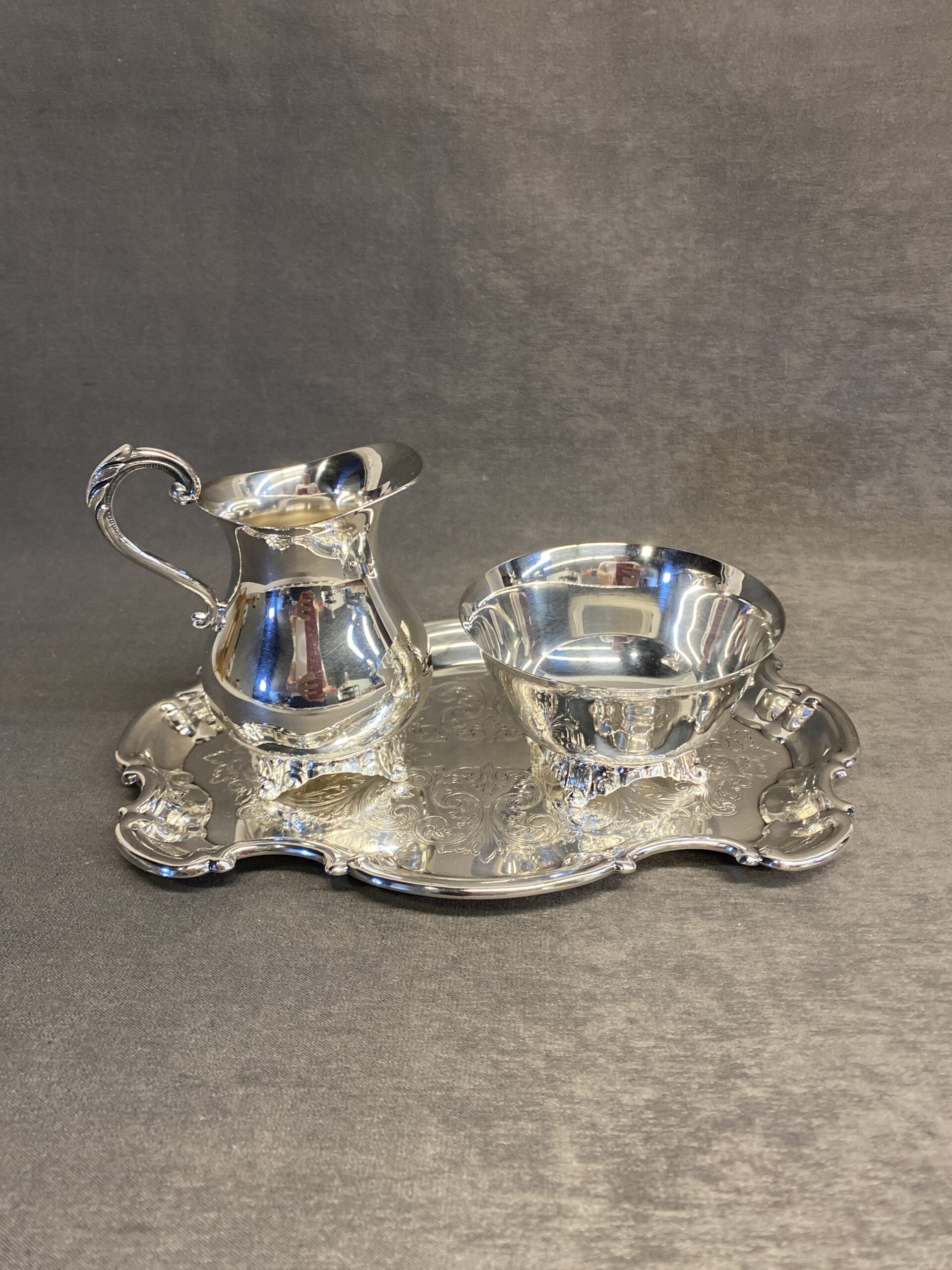 Silverplate Cream Sugar & Tray