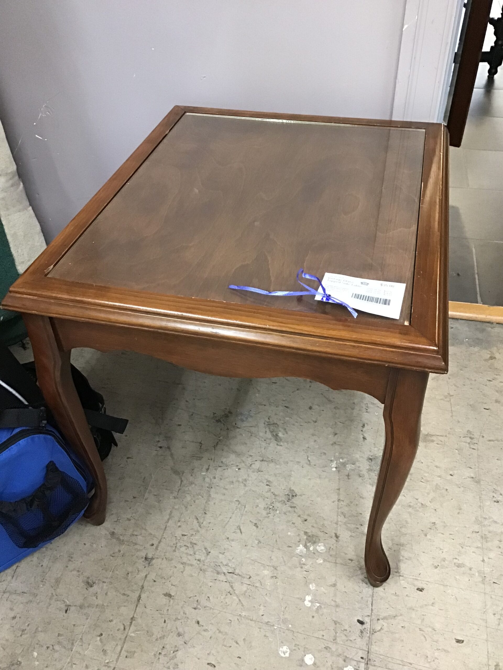 Vintage Glass Topped Side Table