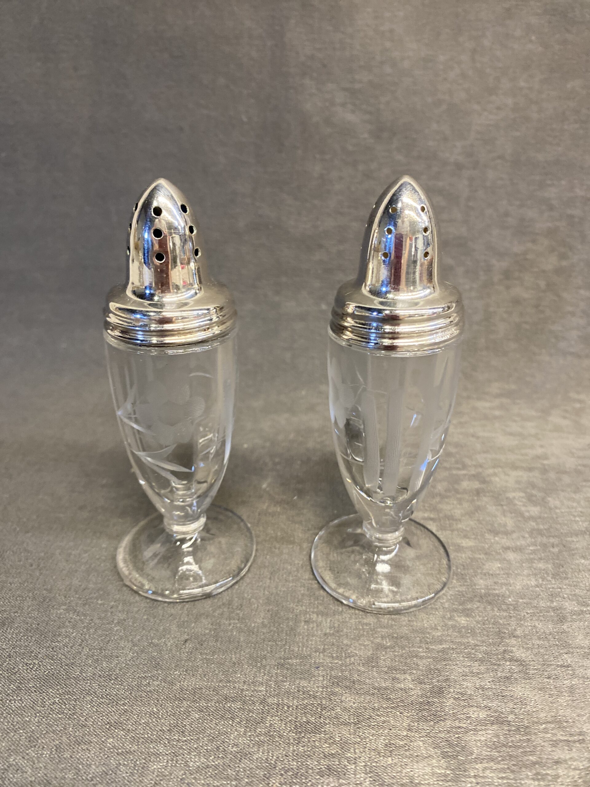 Silverplate & Crystal Salt & Pepper