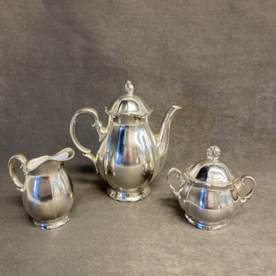 3PC Ceramic Coffee Service – Silver