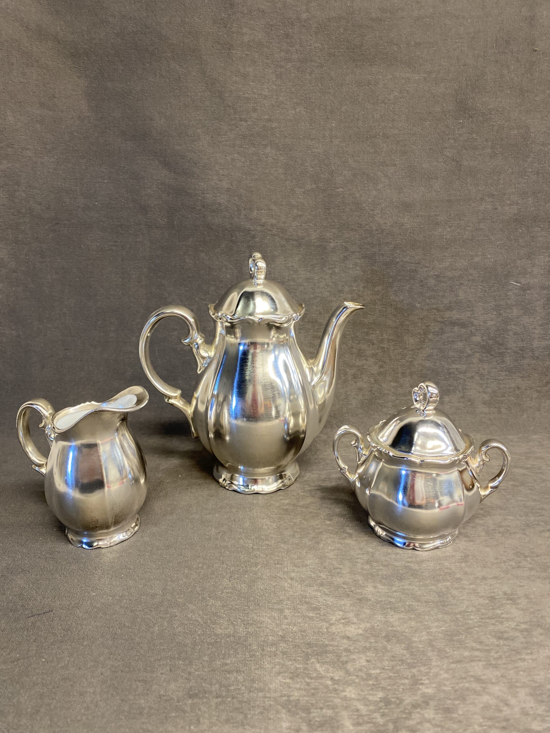 3PC Ceramic Coffee Service – Silver