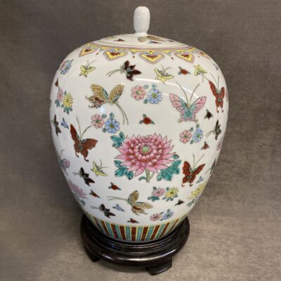 Asian Lidded Jar w/Stand