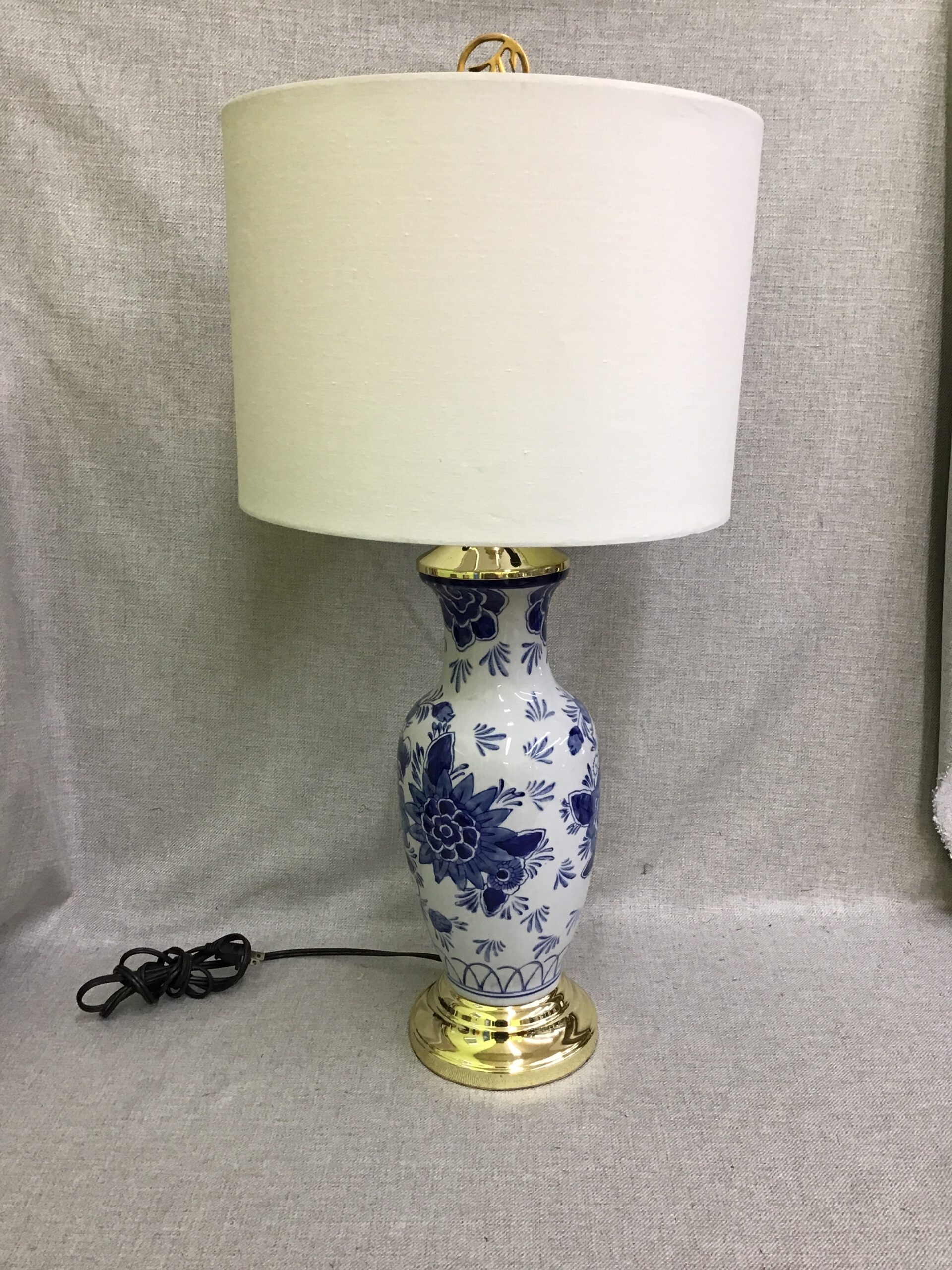 Blue & White Ceramic Table Trilight Lamp- 29.5″h