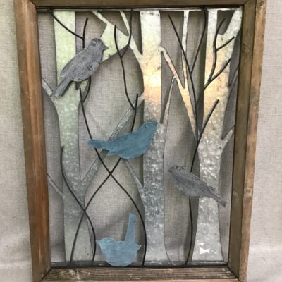Wood Framed Birds Decor