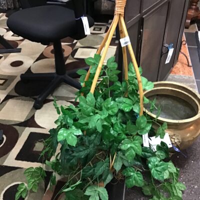 Hanging Faux Plant in Rattan Planter