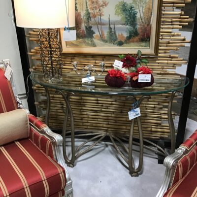1/2 Moon Glass/Metal Table