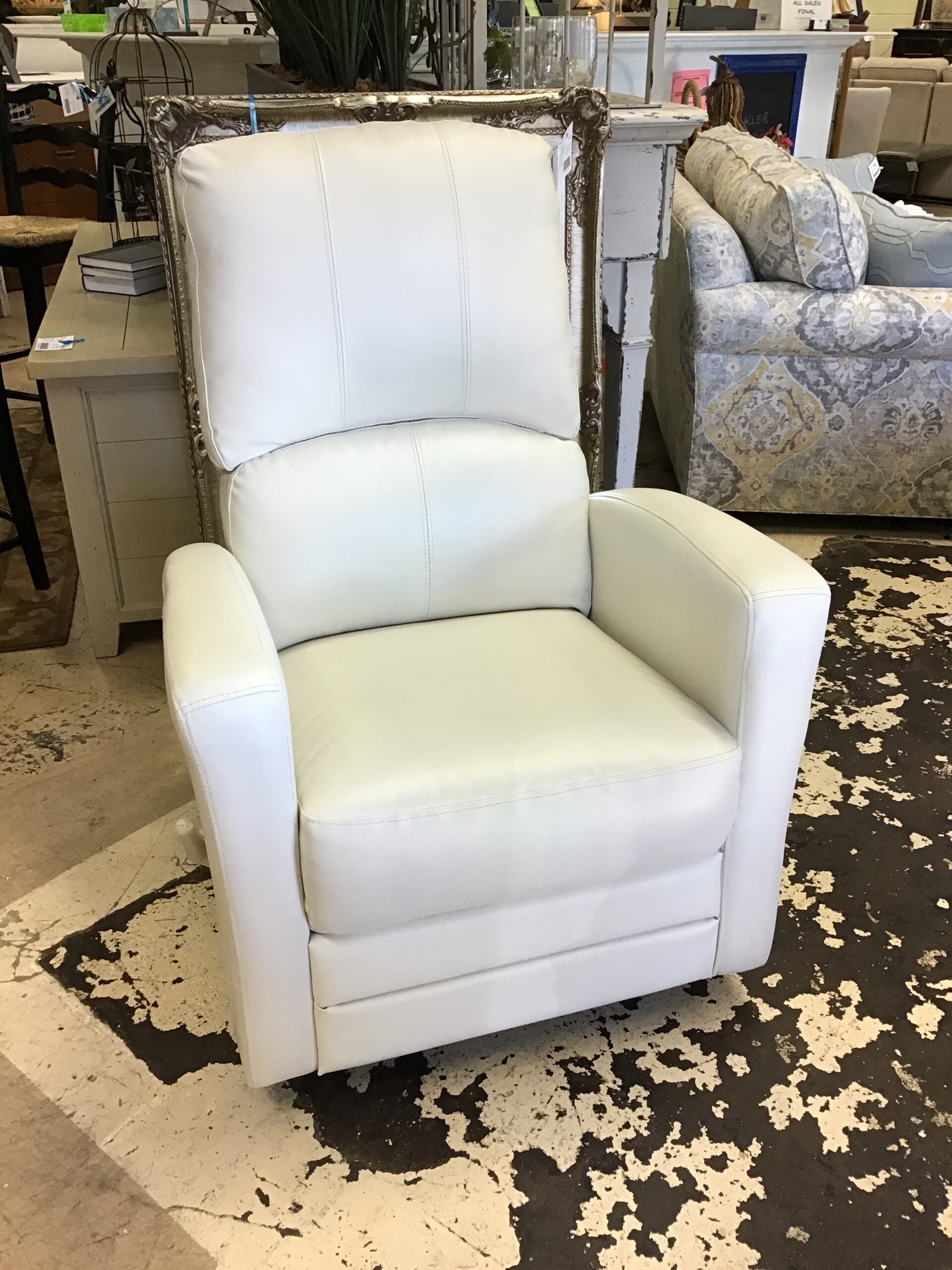White Leather Swivel Glider Recliner