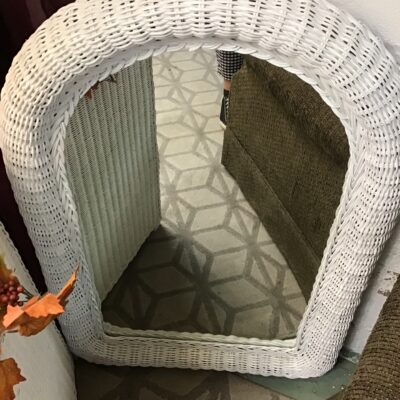 Pier 1 Imports Distressed White Wicker Mirror