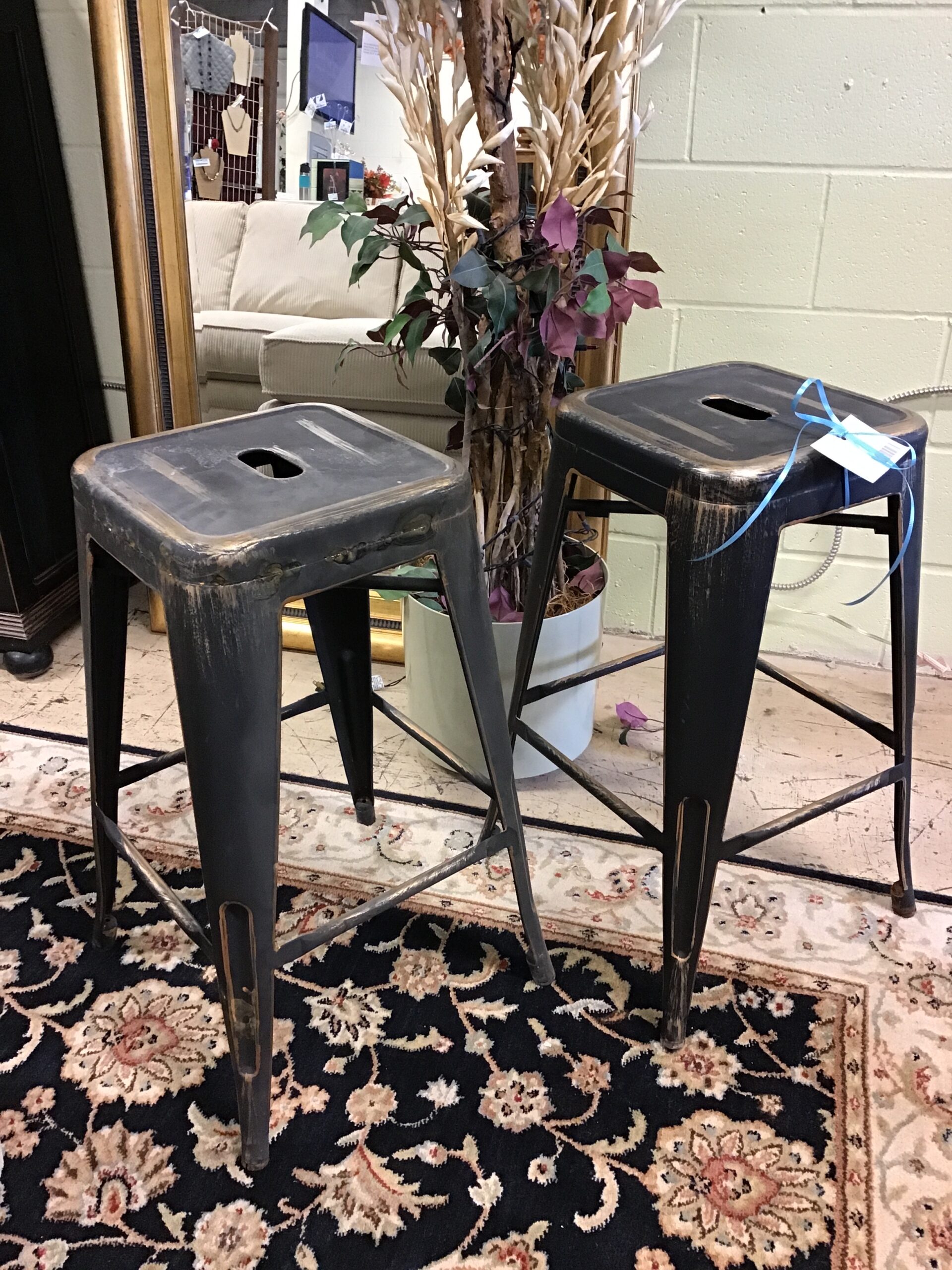 Pair Marius Metal Counter Stools