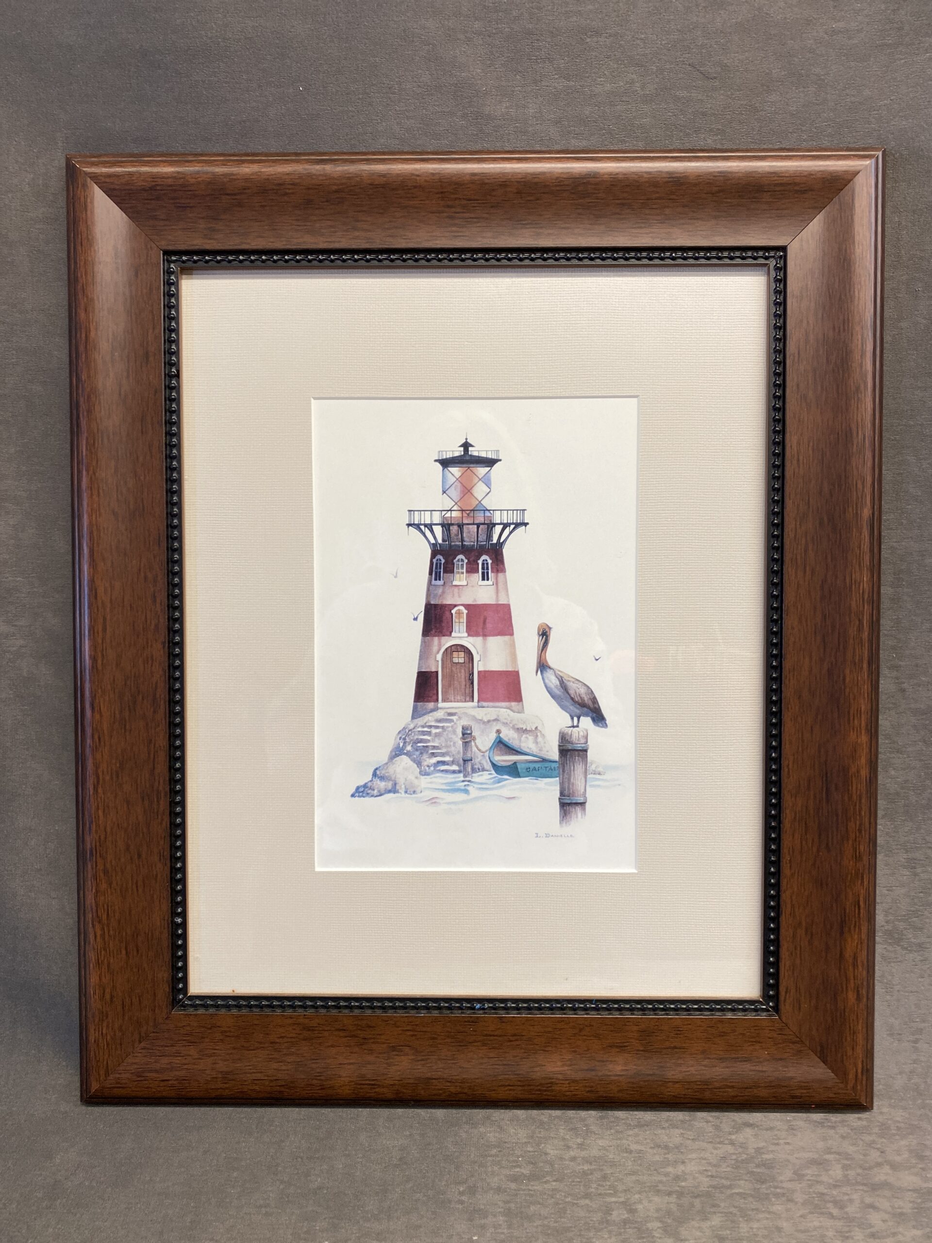 Framed Print – Lighthouse & Pelican
