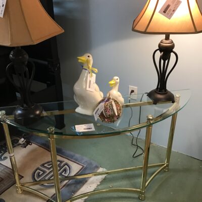 Brass & Glass Demilune Sofa Table
