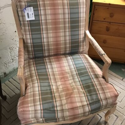 Striped Plaid Bergere Chair