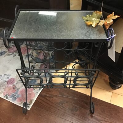Wrought Iron Magazine Table w Glass Top