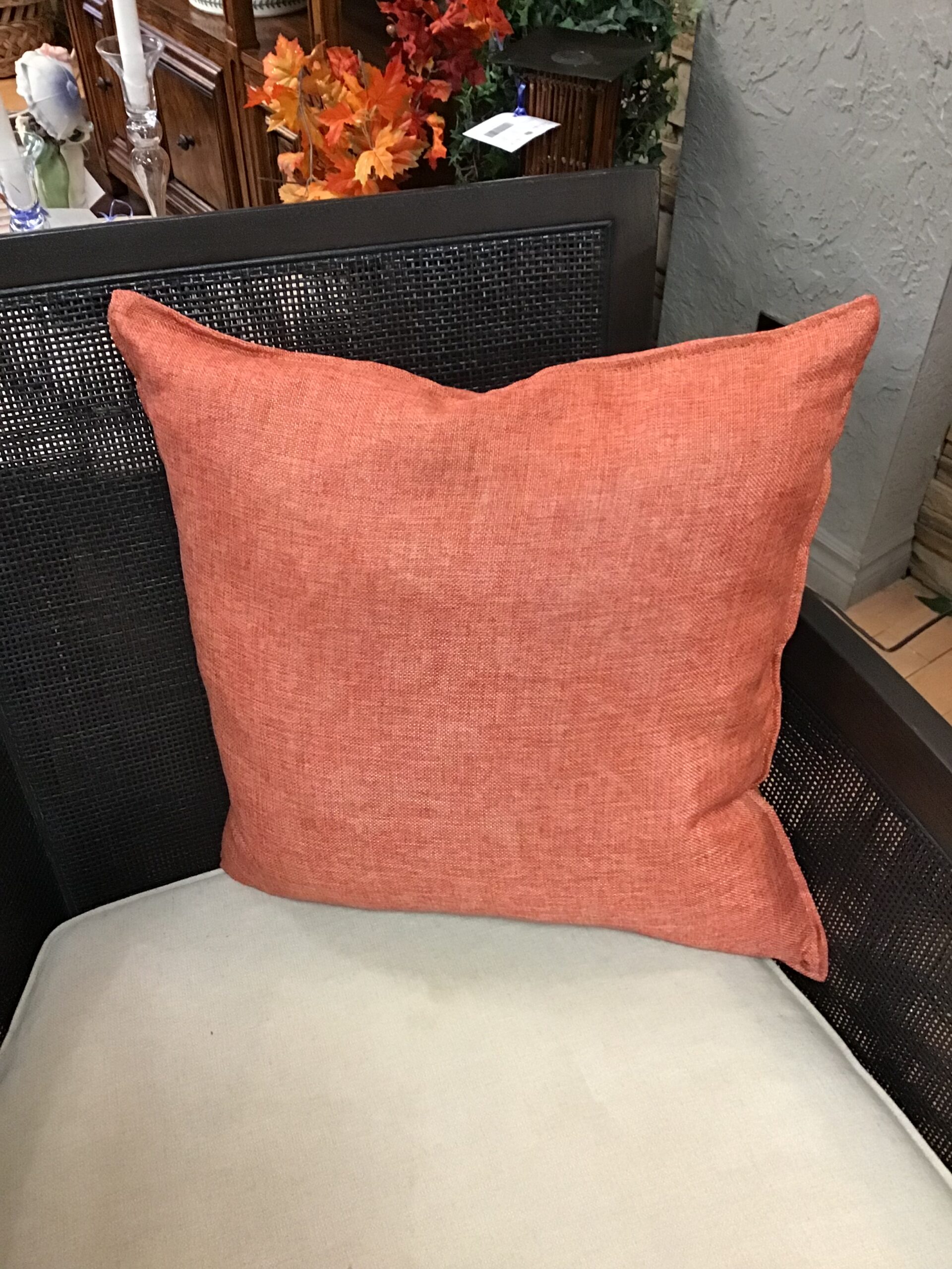 Burnt Orange Feather Filled Throw Pillow