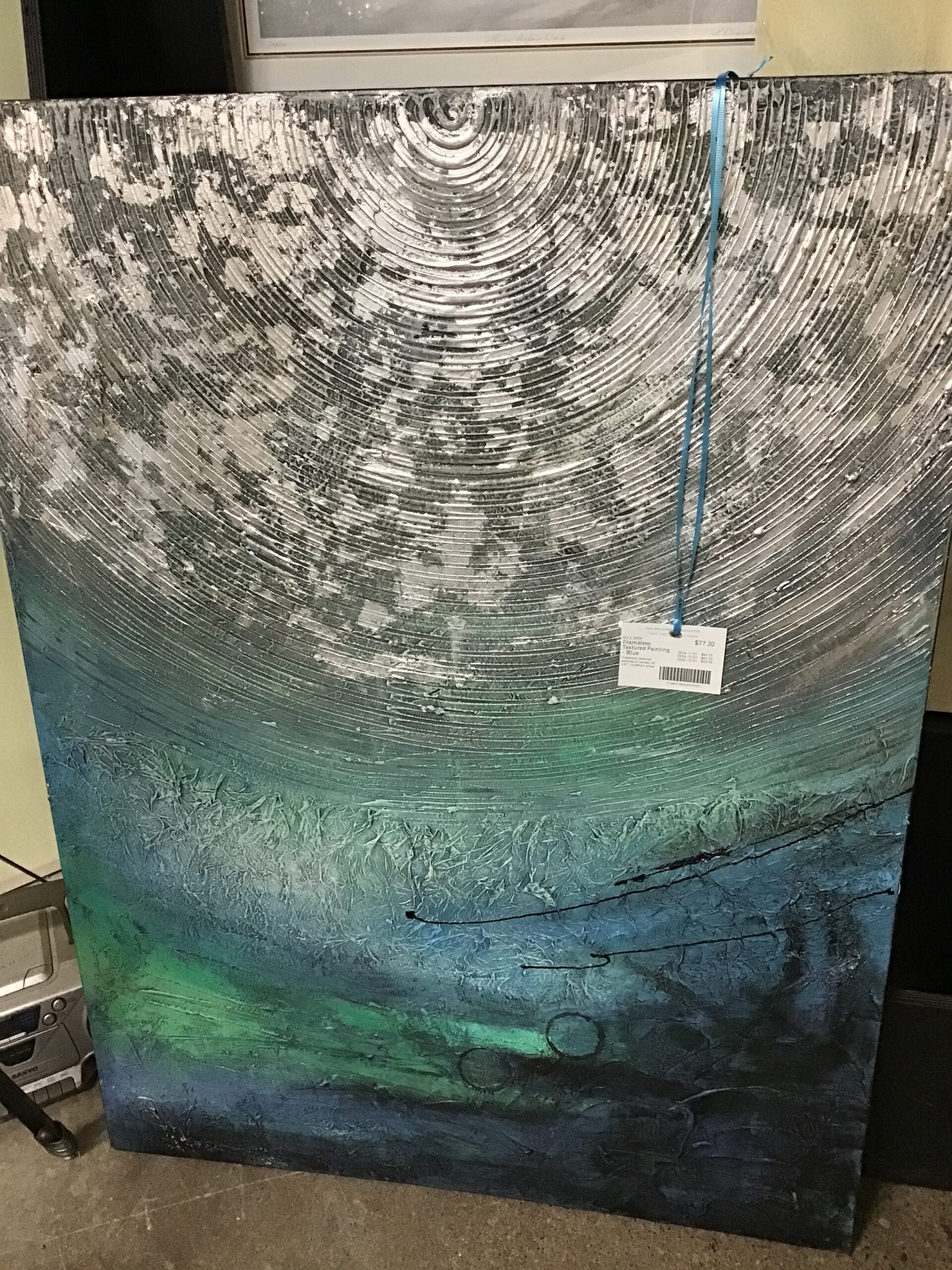 Frameless Textured Painting – Blue
