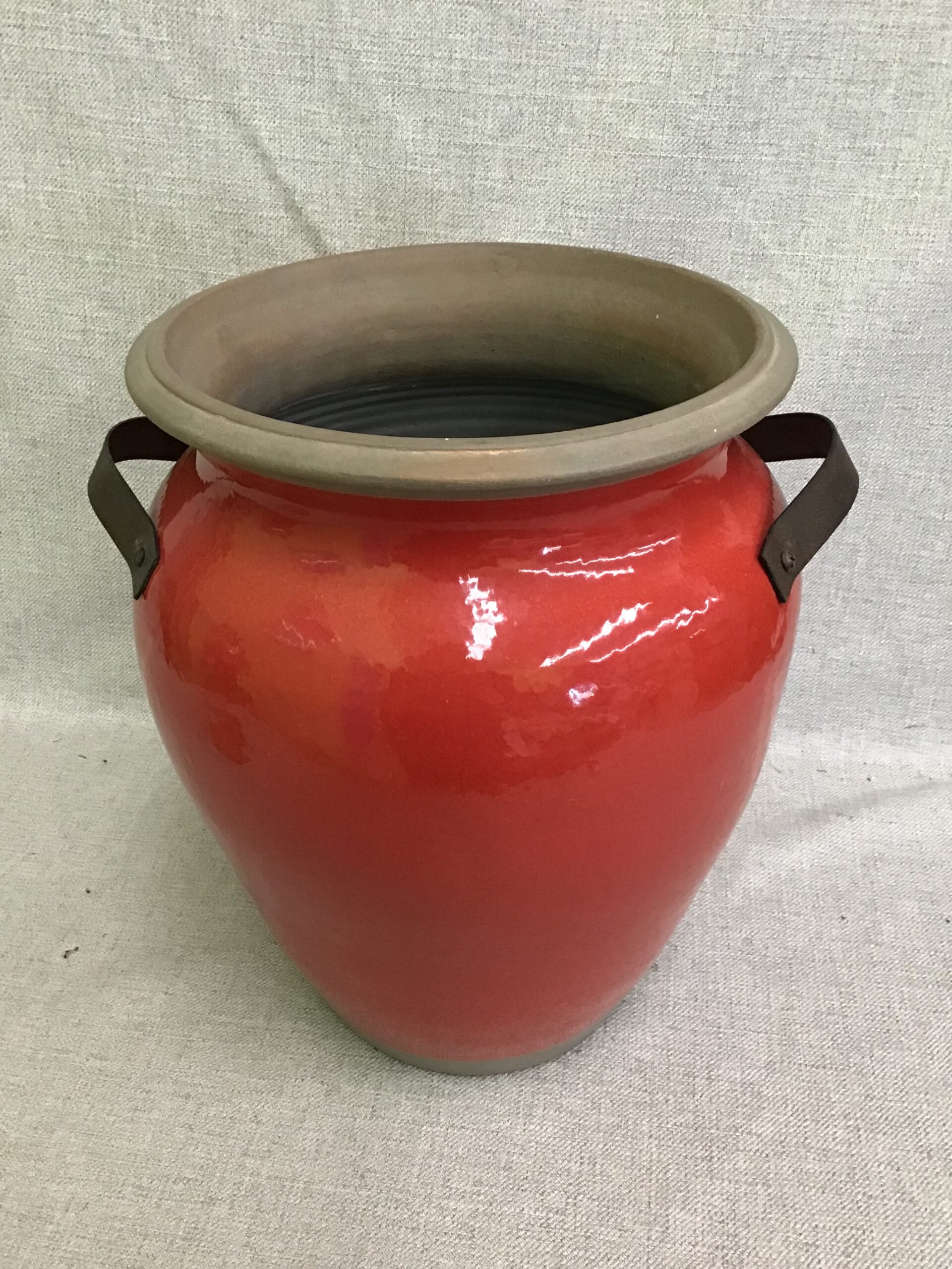 Red Ceramic Vase w Handles