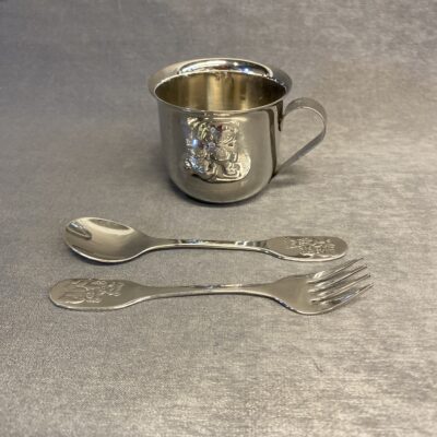 3PC Metal Baby Cup, Spoon & Fork