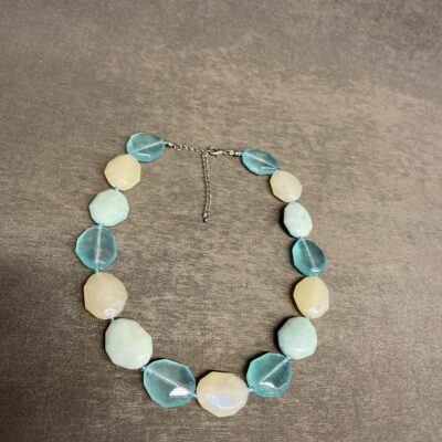 Necklace – Blue & Cream