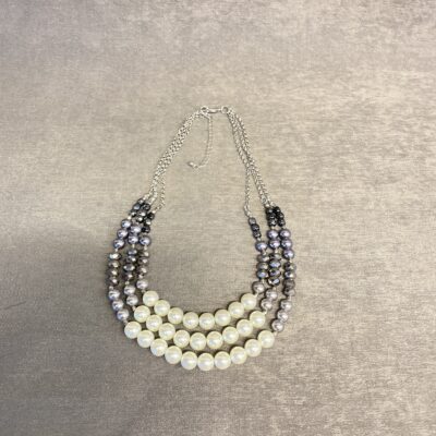 3 Strand Necklace – Shiny Grey Beads