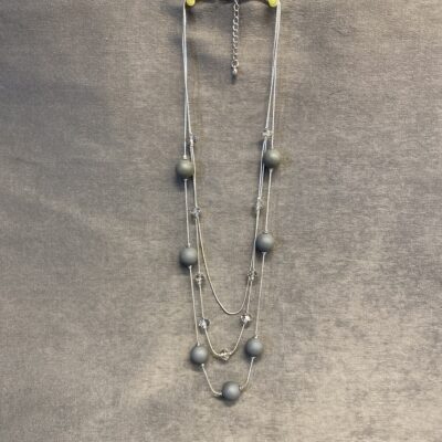 3 Strand Necklace – Grey Beads