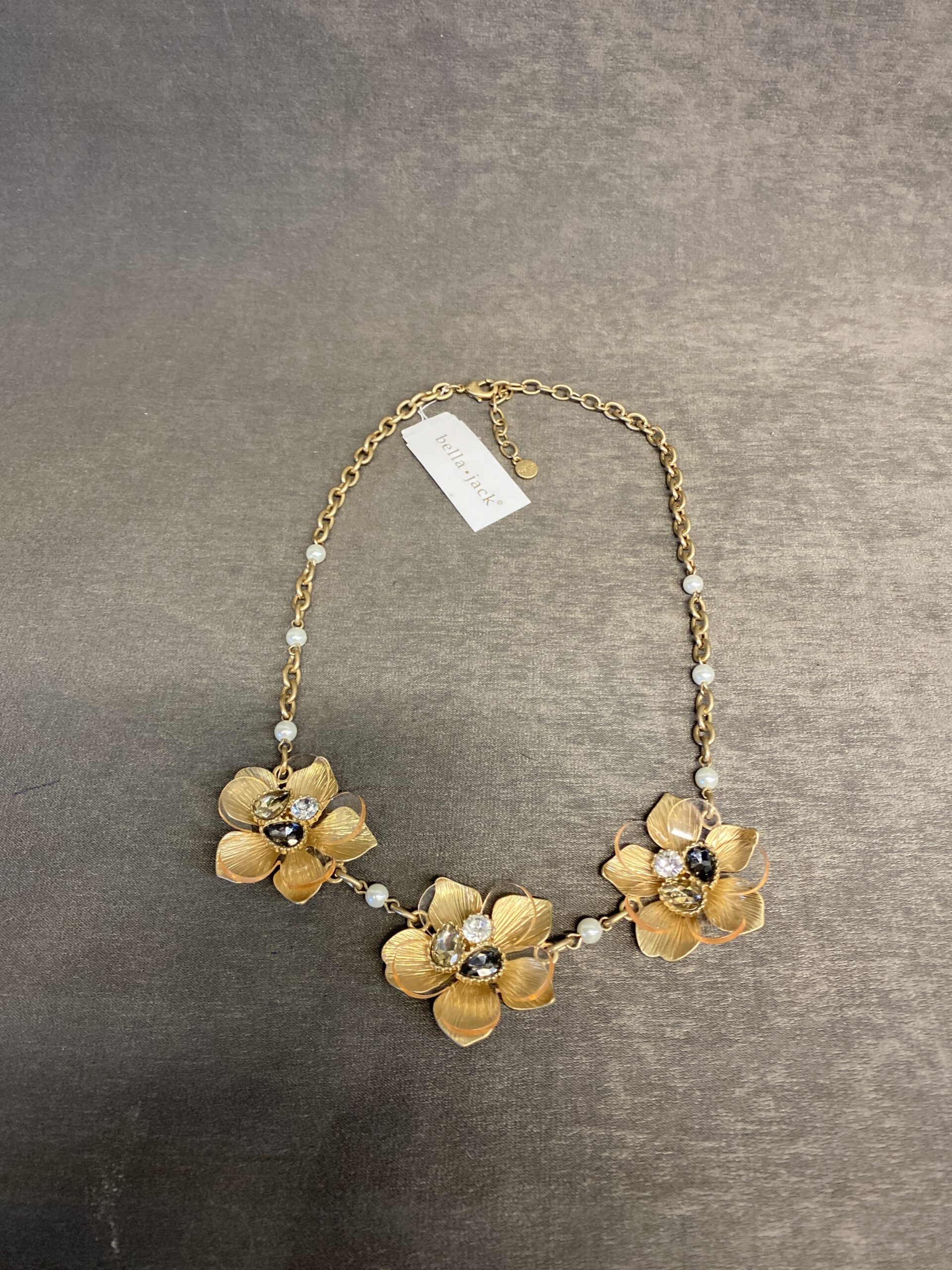 NEW! Bella & Jack Necklace – Gold Tone Flowers