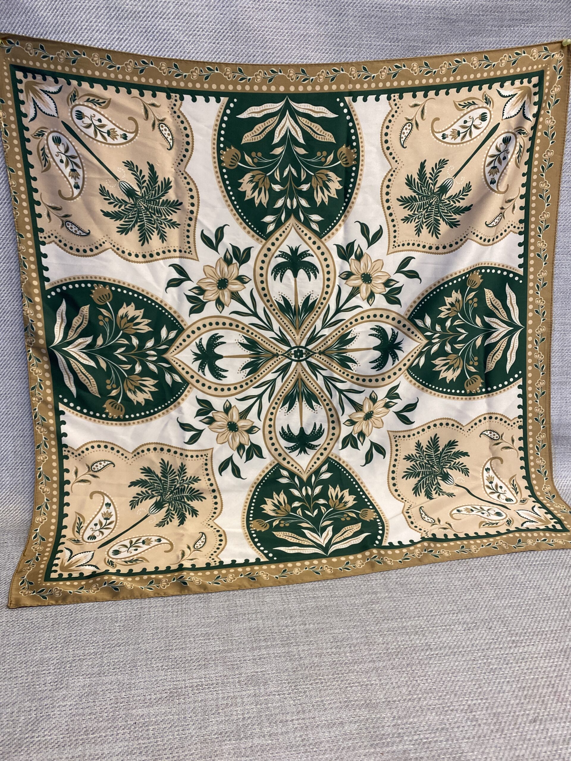 Square Scarf – Green & Gold