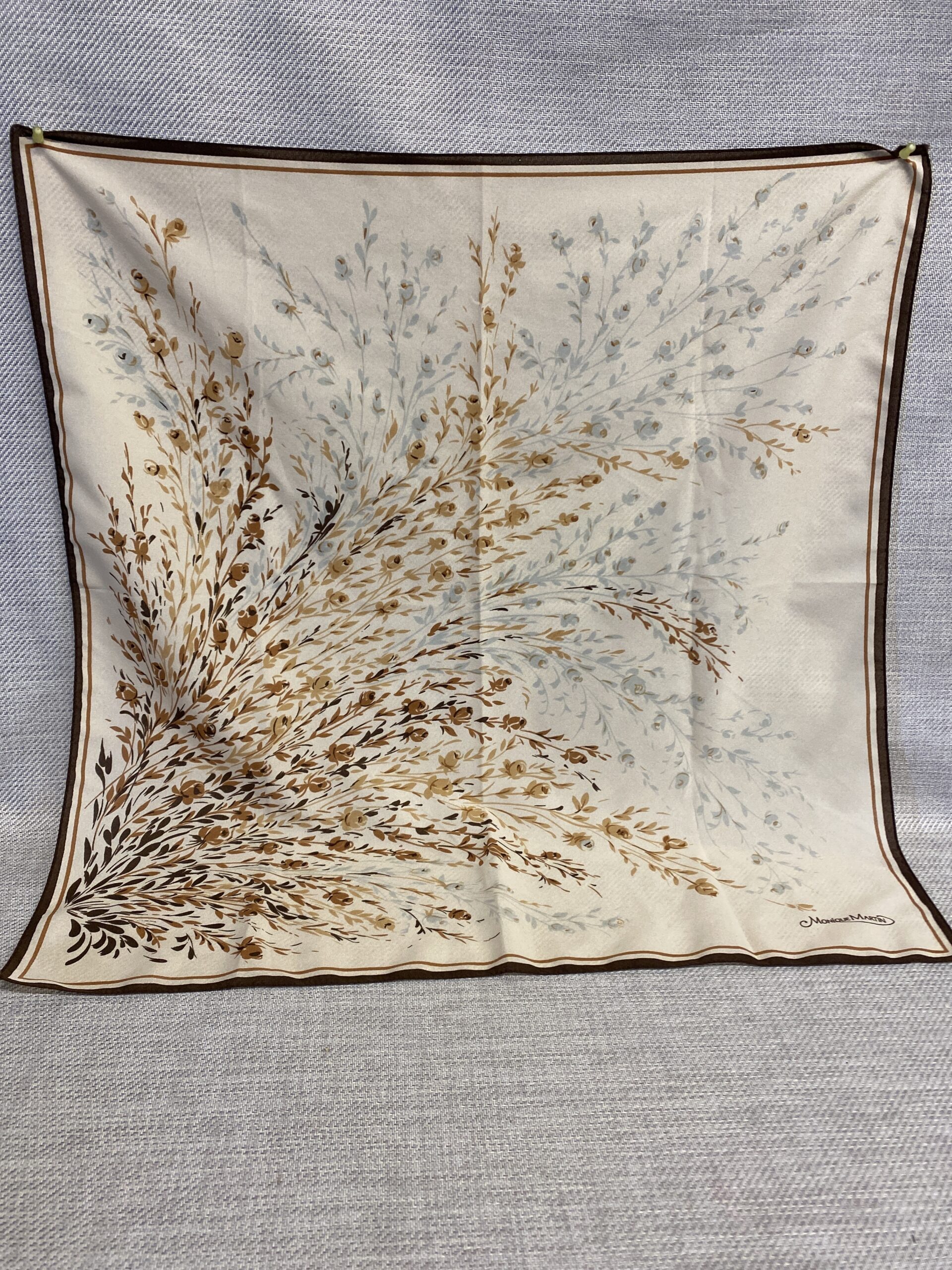 Monique Martin Silk Scarf – Brown & Grey