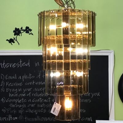 Rose ‘Rhapsody’ Gold Beveled Glass Chandelier