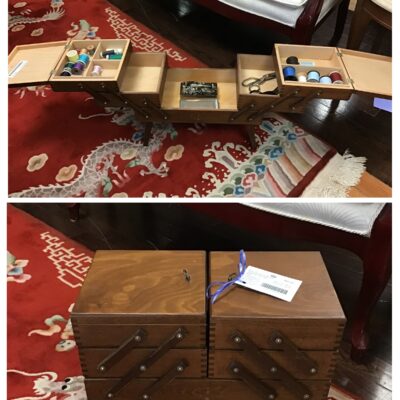 Vintage Dark Wood Sewing Storage Box