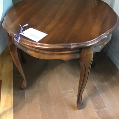 Round Dark Wood Side Table