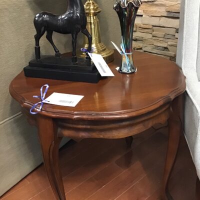 Round Dark Wood Side Table