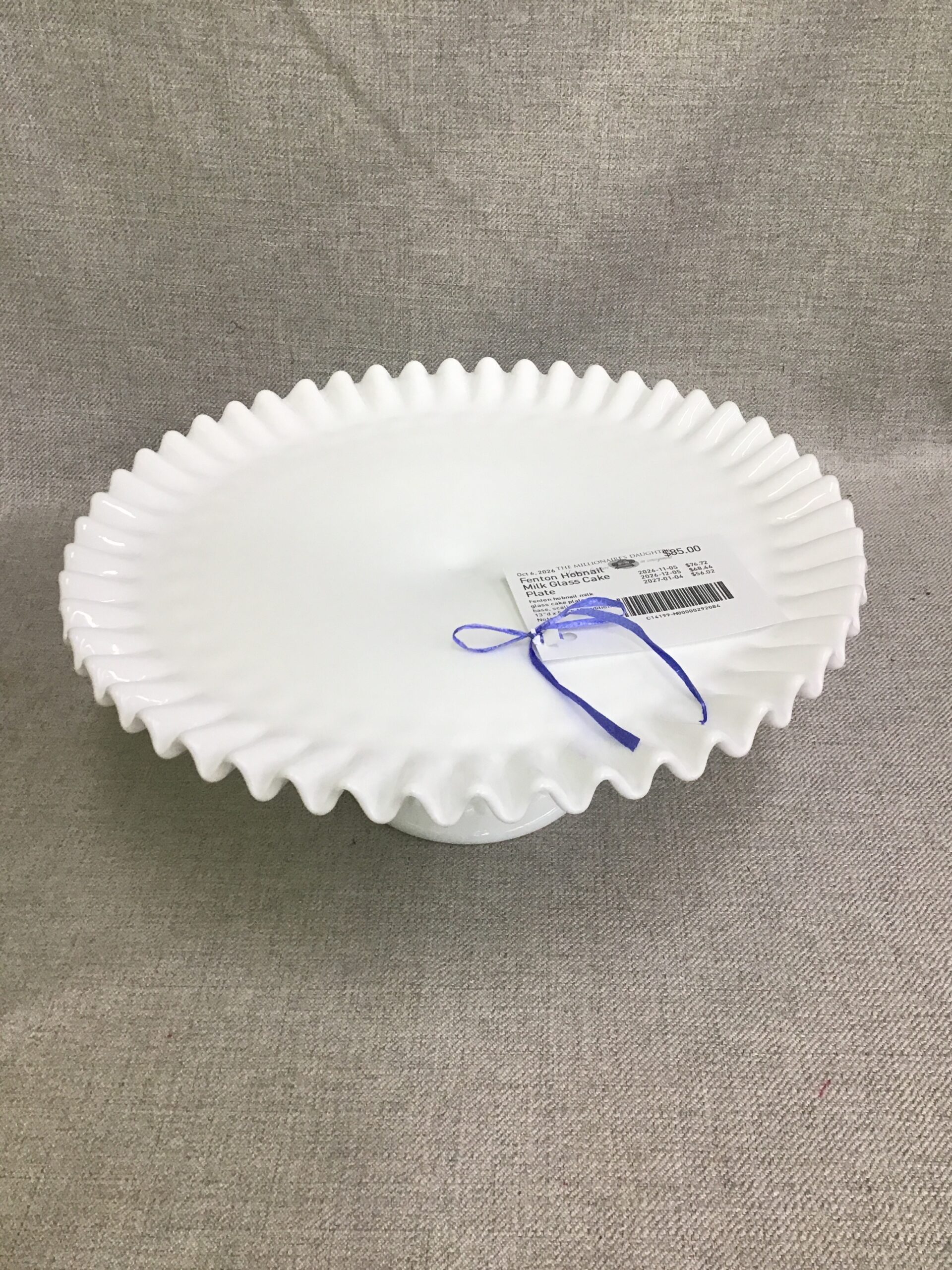 Fenton Hobnail Milk Glass Cake Plate