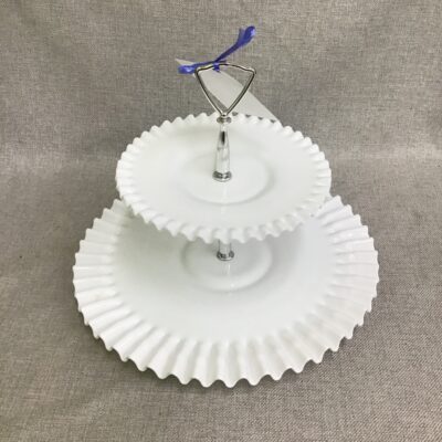 Fenton Hobnail Milk Glass Tiered Dessert Plate