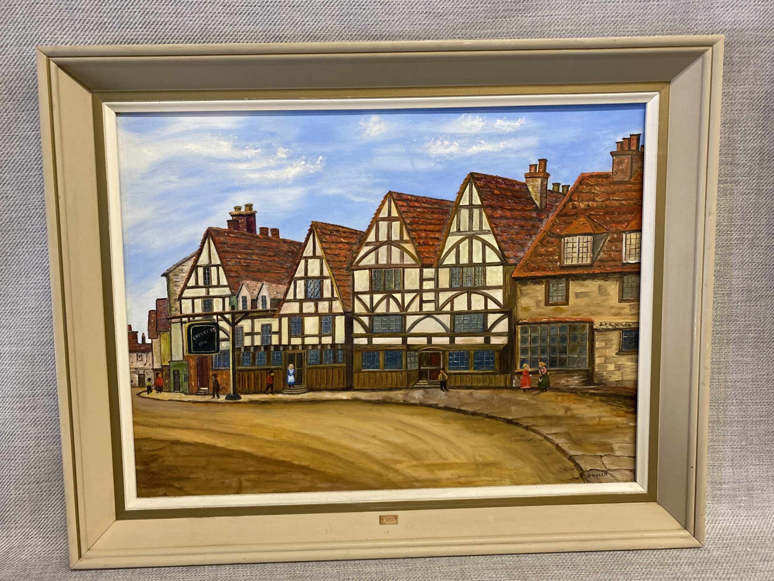 Framed Painting – English Tudor Streetscape