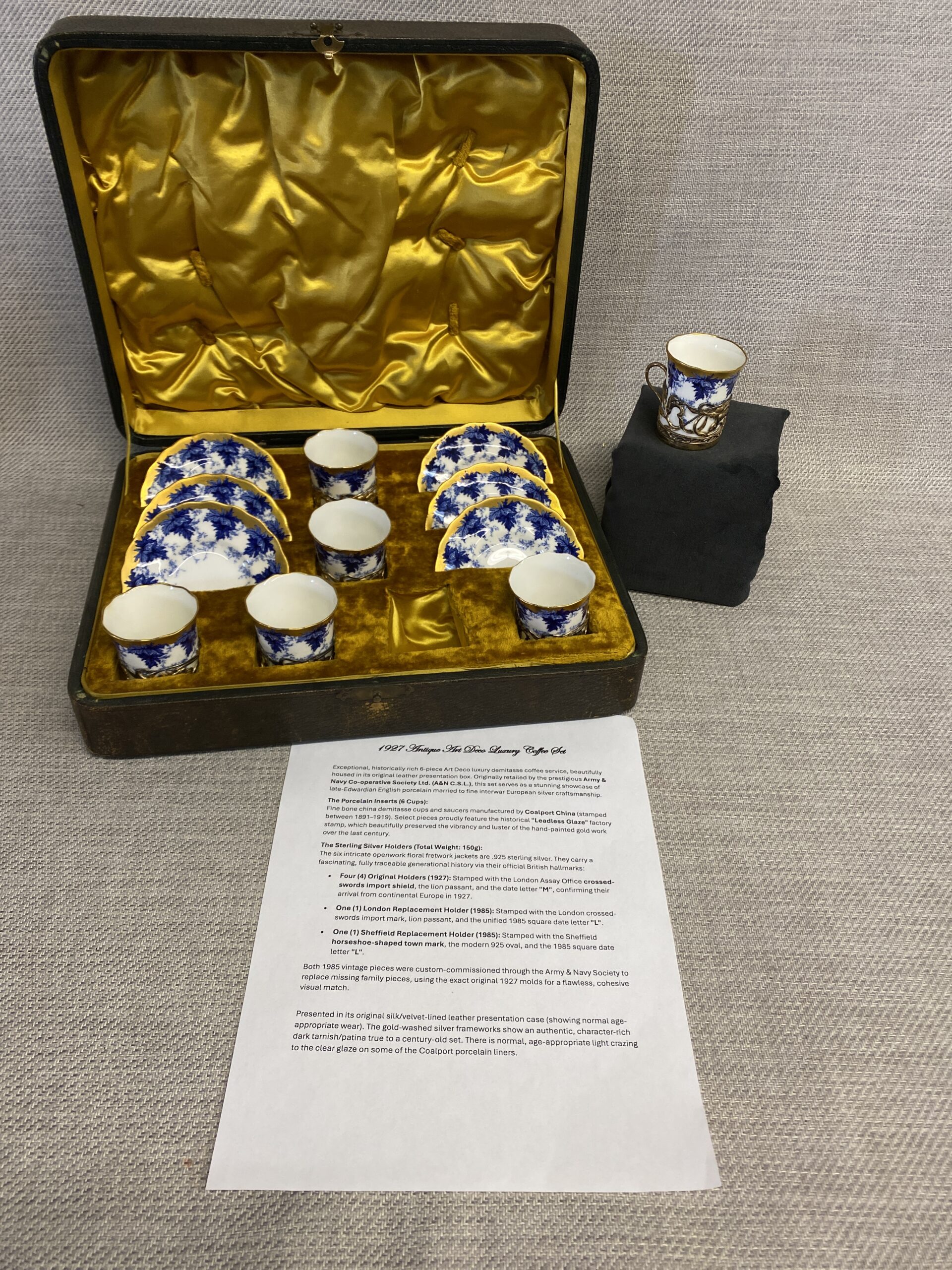 Antique Sterling Silver & Porcelain Coffee Set